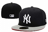Yankees Team Logo Black Gray Fitted Hat LX